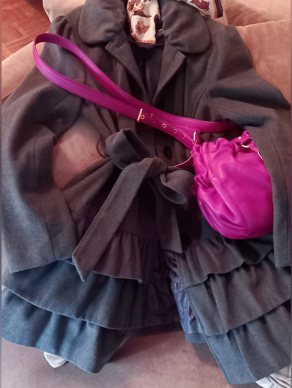 Grey Ruffled Coat